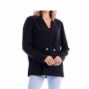Mudpie Wynn Black Blazer Double Breasted Oversized Lightweight